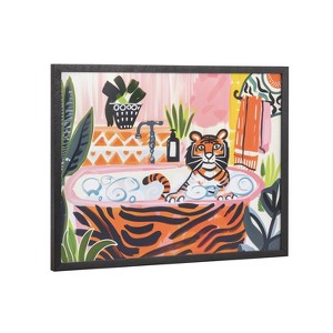 Kate & Laurel All Things Decor 16"x12" Gallery Bold Maximalist Tiger in Bubble Bath Print by The Creative Bunch Studio Black - 1 of 4