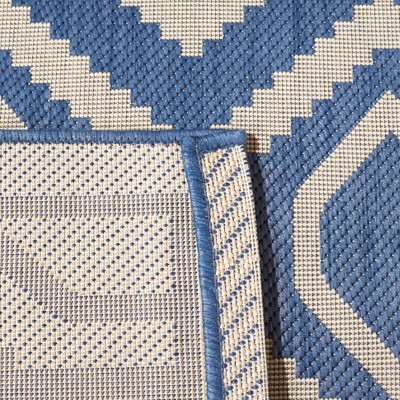 Blue and Beige Geometric Indoor/Outdoor Area Rug