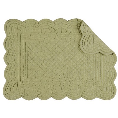 C&F Home Sage Cotton Quilted Rectangular Reversible Placemat Set of 6