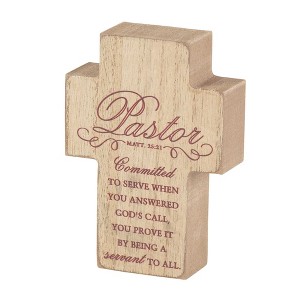 Dicksons Pastor Committed To Serve Natural Brown 2.75 x 4 Inch Wood Table Top Cross - 1 of 1