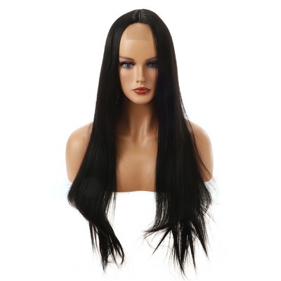 Unique Bargains Women's Long Straight Hair Lace Front Wigs with Wig Cap 26" 1PC