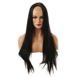 Unique Bargains Women's Long Straight Hair Lace Front Wigs with Wig Cap 26" 1PC - 1 of 4