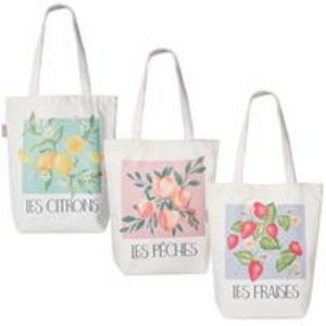 Talented Kitchen 3-Pack Graphic Tote Bags, 15 x 5.5 x 16 Inches, Reusable Grocery Bags with Handles with 3 Designs, (Modern French) - 1 of 4