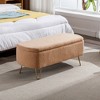 Vynxaria Storage Ottoman Bench for End of Bed Gold Legs, Modern Camel Faux Fur Entryway Bench Upholstered Padded with Storage for Living Room Bedroom - 4 of 4