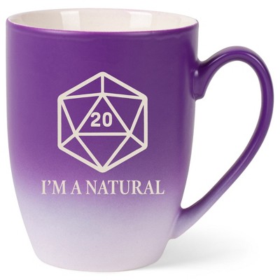 100 North Dice 10 Ounce Purple and White Two Toned Ombre, Comfortably Fits Your Hands, Ceramic Tea Coffee Cup Mug, I'm A Natural