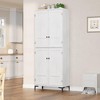 71" Tall Kitchen Pantry Cabinet, 5 Tier Freestanding Food Storage Cabinet with 4 Doors and Adjustable Shelves - 4 of 4