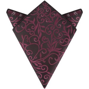 INSPIRE CHIC Men's Satin Leaf Embroidered Pocket Squares - 1 of 4