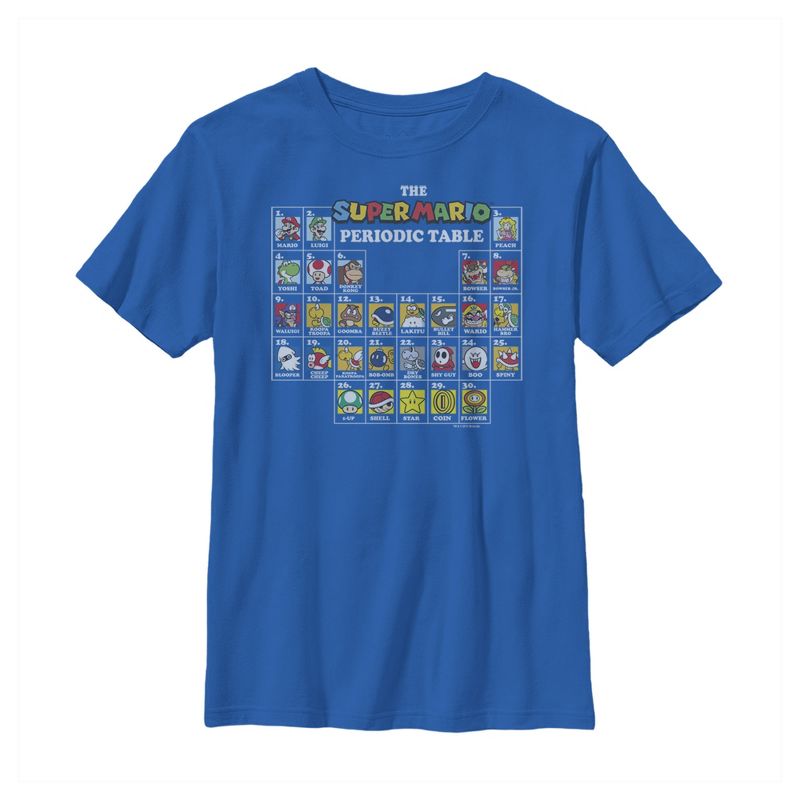 Boy's Nintendo Super Mario Periodic Table T-Shirt, 1 of 5
