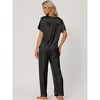 cheibear Women's Satin Summer Short Sleeves Sleepshirt with Pants Lounge Pajamas Sets - 3 of 4