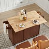 Bella Depot  53.78''W Kitchen Island Cart Storage Cabinet with Drop Leaf Countertop On Wheels for Kitchen - 3 of 4