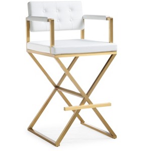 TOV Furniture Director Performance Vegan Leather Stool with Gold Base White - 1 of 4