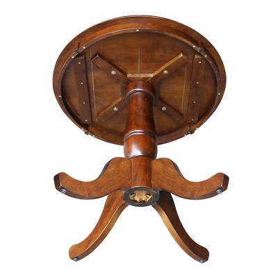 Farmhouse Espresso 30" Round Wood Pedestal Dining Table