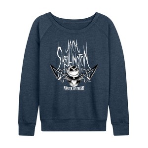 Women's - Disney - The Nightmare Before Christmas Lightweight French Terry Wide Neck Long Sleeve Shirt - 1 of 4