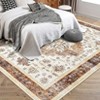 coucheta Vintage Style Washable Area Rug, Low-Pile Non-Slip Carpet with Retro Pattern for Living Room, Bedroom & Office, Timeless Charm - 2 of 4