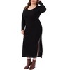 Agnes Orinda Women's Plus Size Ribbed Side Slit Crew Neck Long Sleeve Casual Slim Fit Bodycon Dresses - 2 of 4