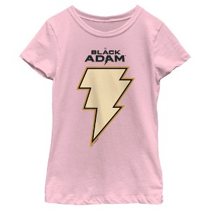 Girl's Black Adam Yellow Lightning Bolt T-Shirt - 1 of 4