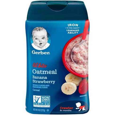 Gerber Lil' Bits Oatmeal Banana Strawberry Baby Cereal - 8oz : Target