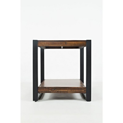 Loftworks 23'' Square Warm Brown Acacia & Metal End Table