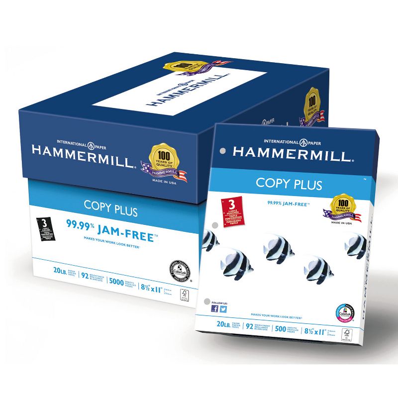 Hammermill Copy Plus Copy Paper 3-Hole Punch 92 Brightness 20lb Ltr White 500 Shts/Rm 105031, 2 of 9
