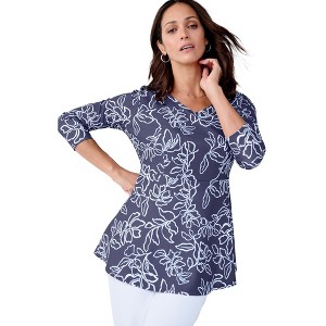 Jessica London Knit Crepe Sweetheart Neck Top - 1 of 2