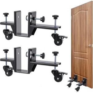 Acekool 2 Piece Door Installation Kit, 300 lbs Capacity Door Dolly, 0-2.99" Adjustable, 360° Wheels & Brakes, One-Person Use, Black - 1 of 4
