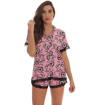 #FollowMe Womens Button-Down Pajama Shorts Set with Notch Collar  Chic & Comfy Loungewear