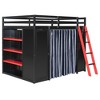 YOOCOZZ Full Size Wood Loft Bed with, Wardrobe, Shelves, Blackout Curtains, RGB Lights - 2 of 4