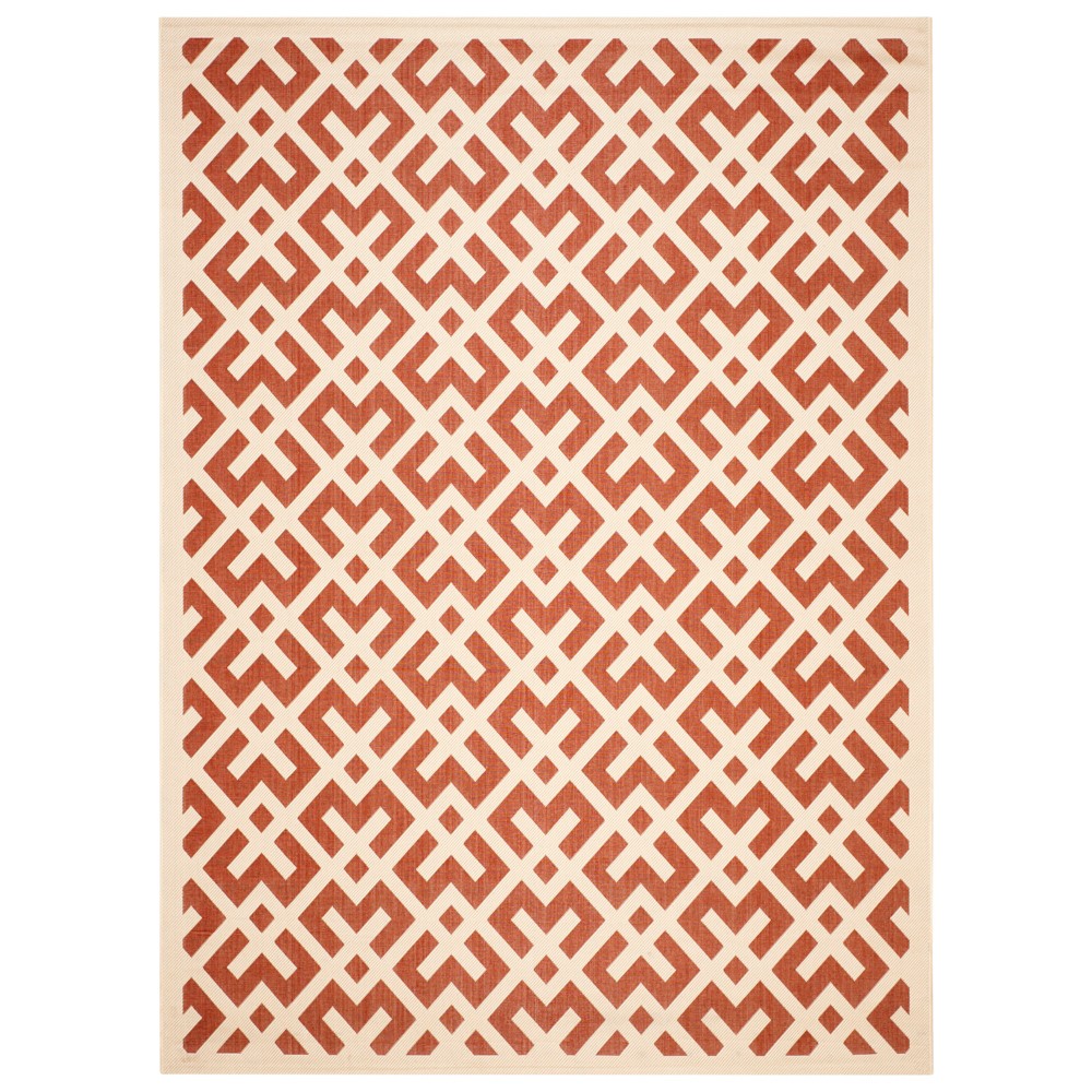 9'X12' Rectangle Kassel Outdoor Patio Rug Red/Bone - Safavieh