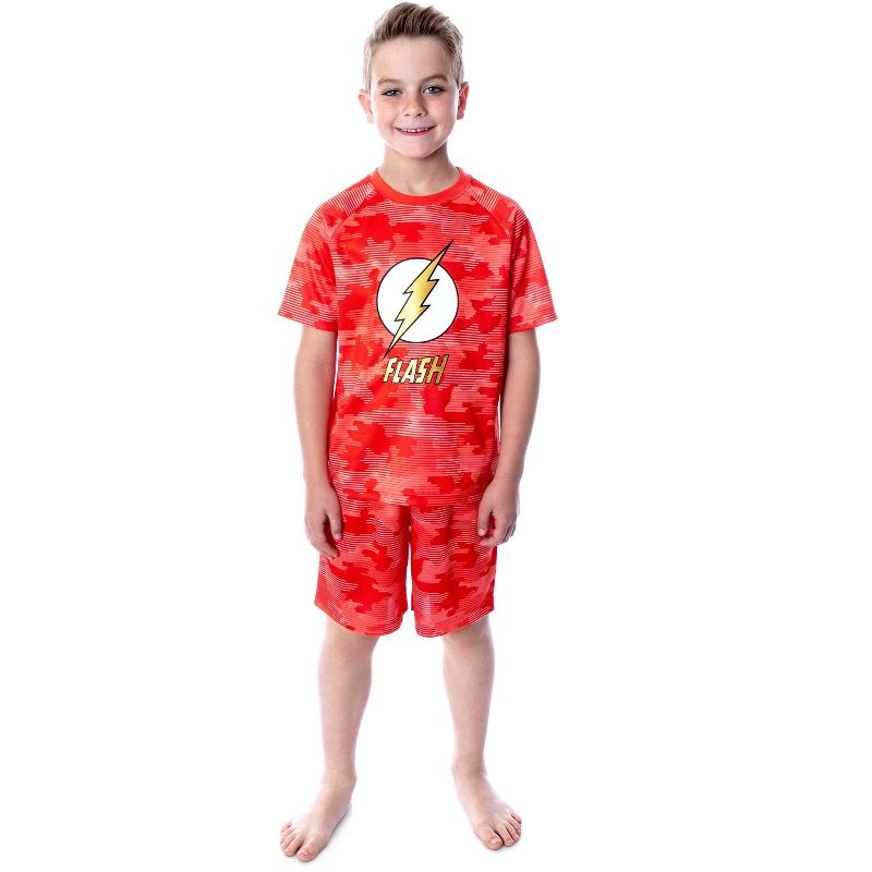 DC Comics Boys' Justice League Digital Camo The Flash 2 PC Pajama Set Red, 5 of 6