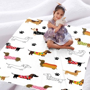 1pc Sausage Roll Flannel Blanket with Digital Printing, Sofa Cover, Air Conditioning Blanket, Nap Blanket, Christmas Gifts. - 1 of 4
