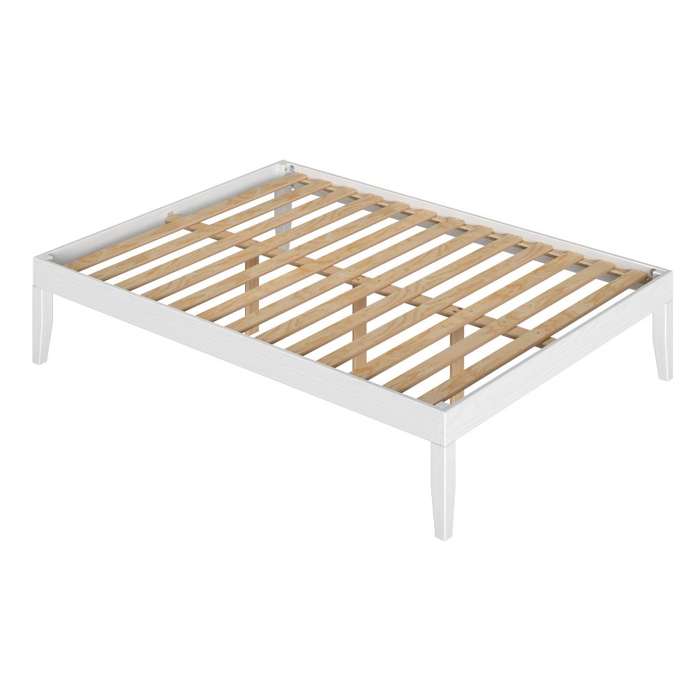 Photos - Bed Pensy Solid Wood Mid-Century Modern Full Size Platform  Frame White - P