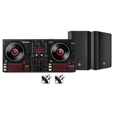 Harbinger VARI V1112 12" Powered Speakers Package With Numark Mixtrack Platinum FX DJ Controller & Cables