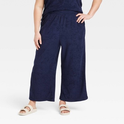 plus size wide leg pull on pants