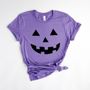 Simply Sage Market Women's Pumpkin Face Short Sleeve Graphic Tee - 1 of 4