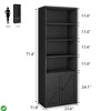 Farmhouse-Industrial Freestanding Bookshelf - 71.4"H Gray Wash Storage with Enclosed Cabinet & Open Shelves - 2 of 4