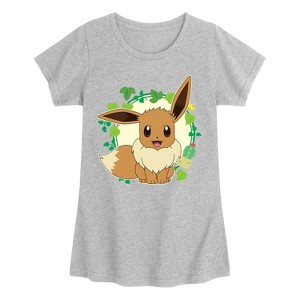 Girls' - Pokémon - Eevee Leaves Fitted Short Sleeve Graphic T-Shirt - 1 of 3