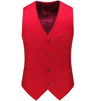 Lars Amadeus Men's Formal Vest Slim Fit V Neck Business Dress Suit Waistcoat