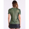 INSPIRE CHIC Women's Glitter Puff Sleeve Round Neck Stretch Casual Pullover Shiny Tops - 4 of 4