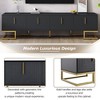 Whisen Modern TV Stand with Metal Legs & Gold Handles, Console Table with Cabinets and Adjustable Shelves, Fits TVs Up to 80'' - 3 of 4