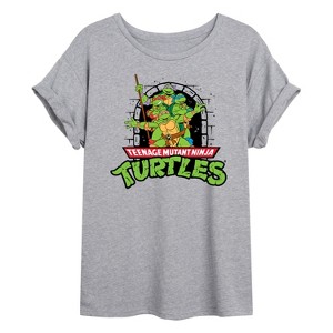 Women's - Teenage Mutant Ninja Turtles - Logo Character Group Oversized Graphic T-Shirt - 1 of 4