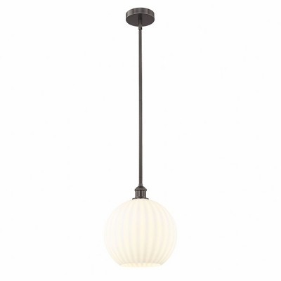 White Venetian - 1 Light Stem Hung Pendant In Modern Style-13 Inches Tall and 12 Inches Wide
