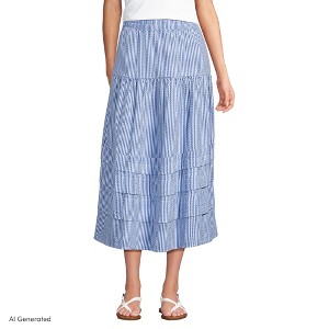 Lands' End Women's Seersucker Pull On Midi Skirt : Target
