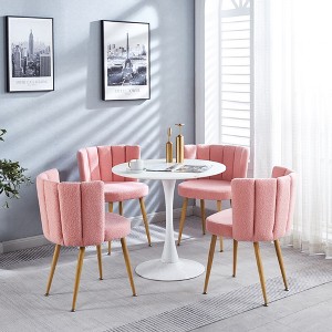Dining Chair Set Of 2, Modern Dining Chair With Iron Tube Wood Color Legs And Shorthair Cushions - 1 of 4