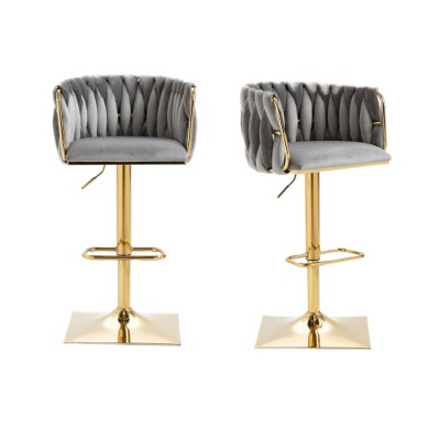 Gray Vintage Bar Stools Set of 2, Bar Height Dining Chairs