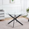 NicBex Minimalist Round Glass Dining Table with Cross Metal Legs,Modern Kitchen Table Bar Table,Dining Room Furniture - 3 of 4