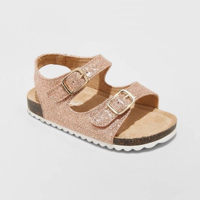 rose gold footbed sandals