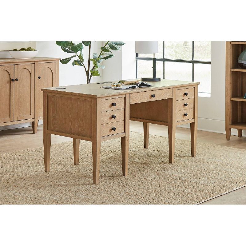 Modern Wood Half Pedestal Desk Laurel Collection Light Brown - Martin Furniture, 6 of 9