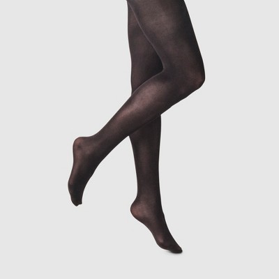 Women's 50D Floral Print Flocked Tights - A New Day - Navy