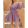Women's Floral Dress Casual Short Sleeve Sundress Swing A Line Maxi Dresses - 3 of 4
