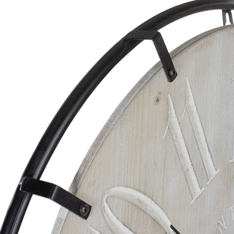 Northlight 23.5" Black Metal and Wood Country Rustic Round Wall Clock, 4 of 6